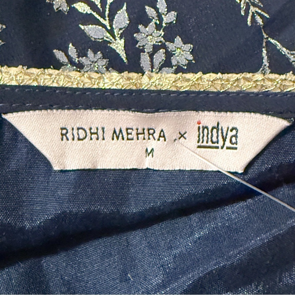 Ridhi Mehra x Indya Navy Blue Peplum Cami Top Metallic Floral Women's M NWT - Picture 8 of 16